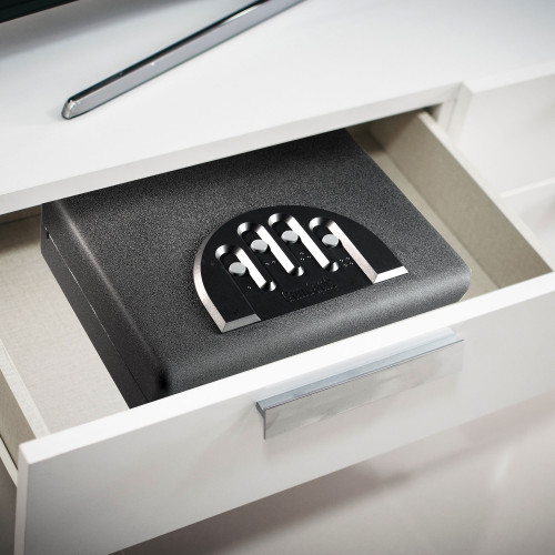 MicroVault gun safe in living room